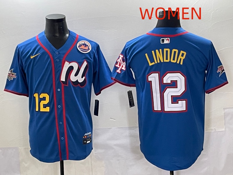 Women 2025 Los Angeles Dodgers 12 Lindor Blue Nike 2025 MLB All Star Jersey style 006
